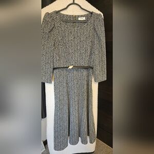 Calvin Klein Black and White Chevron Dress